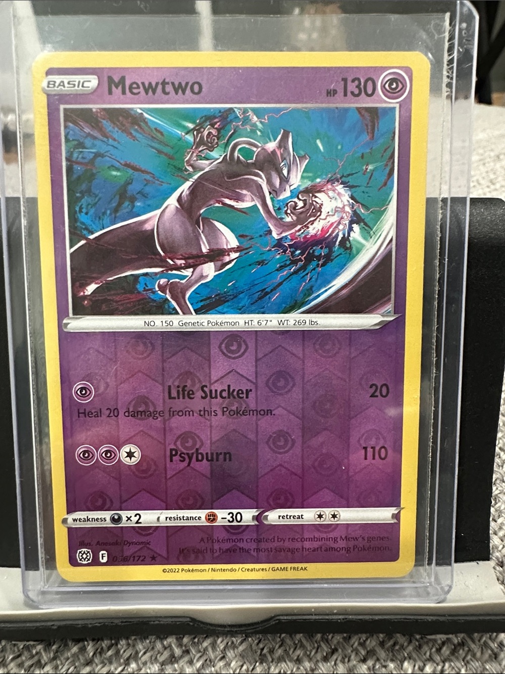 Pokemon Mewtwo Trading Card Purple, Yellow